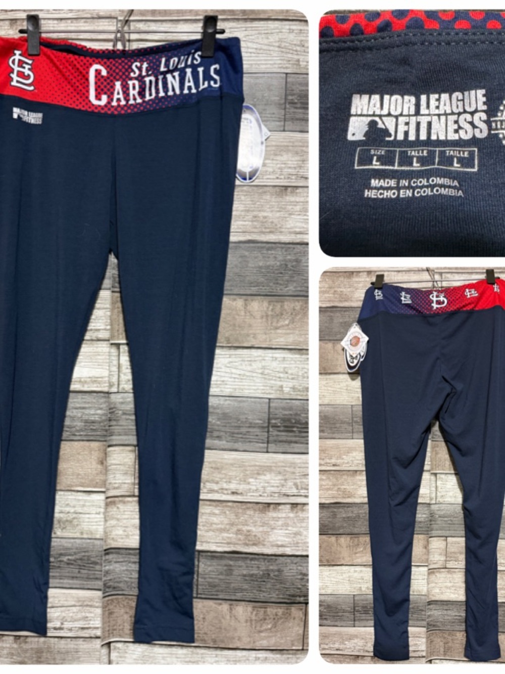 Major League Fitness St Louis Cardinals MLB Leggings Women’s L Blue (Inseam 29)